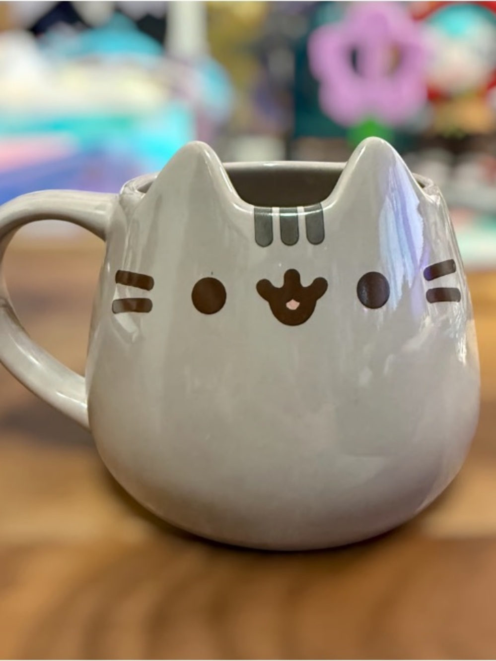 Gray Ceramic Cat Mug - Cute Whisker Face